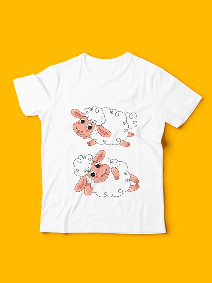 Vector set with cute cartoon sheeps