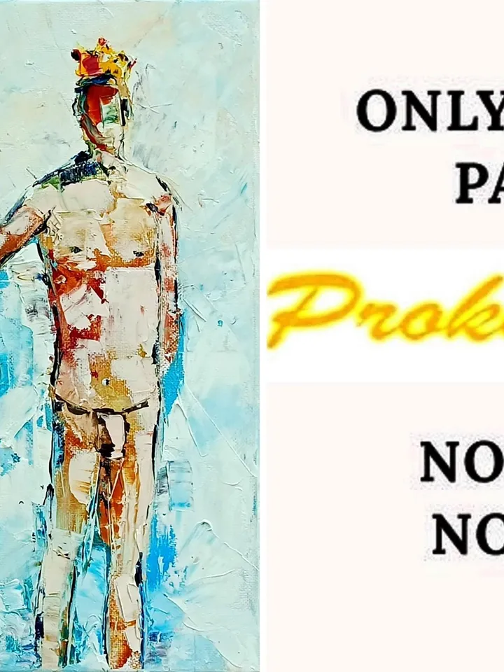 Crown Prince Painting On Canvas Male Bodies Impasto Original Canvas Art Gay Naive Style Artwork 12 by 12 iGifts for Him by ArtProkopaloSv