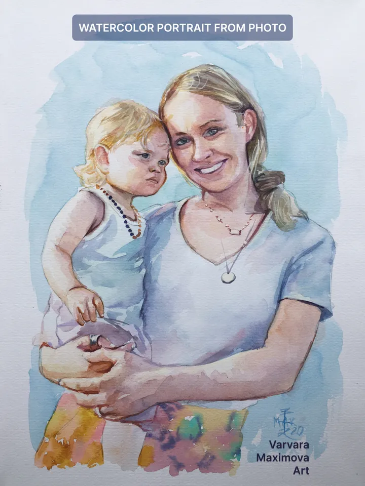 Watercolor portrait from photo