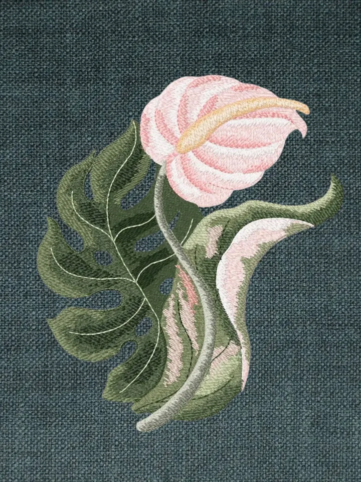 Tropical bouquet machine embroidery design applique pattern digital embroidery pattern home andclothing décor embroidery motif floral design