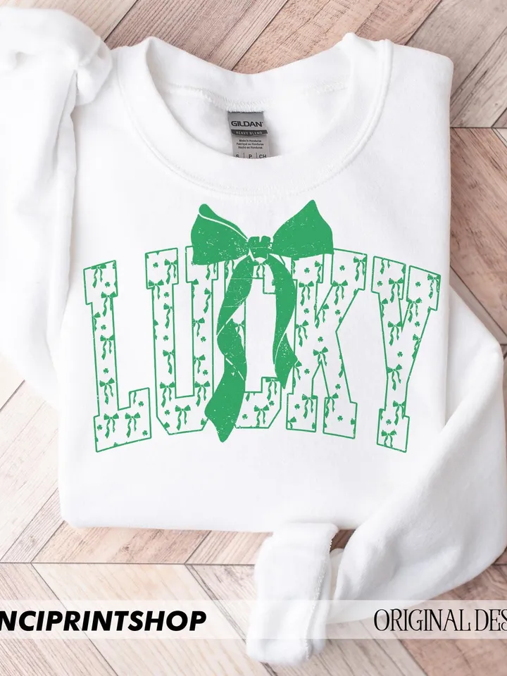 Coquette Lucky png, Bow Lucky png, Varsity Lucky png, Green Bow png, St Patrick's Day PNG, Coquette St Patrick's Day PNG, Lucky, Green Day