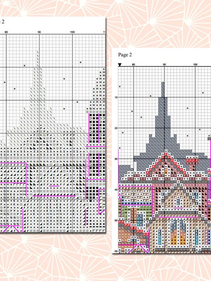 Christmas houses cross stitch pattern PDF download Winter cross stitch chart, Christmas city pattern digital PDF, Urban landscape #N144