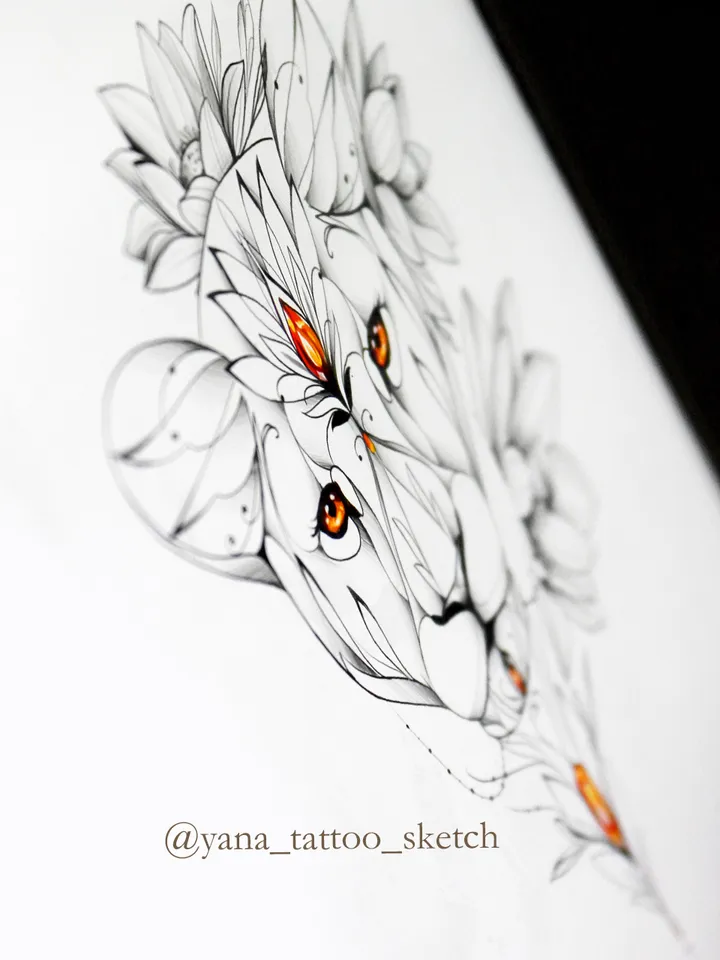 Lioness Tattoo Design For Females Lioness Tattoo Idea Stencil Sketch, Instant download JPG, PDF, PNG