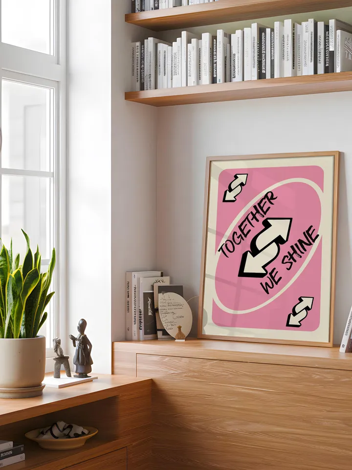 Together We Shine play Reverse Card Wall Art Funny Meme Poster Digital Download Pink Black Typography Pop Culture Print Game Room Meme Decor