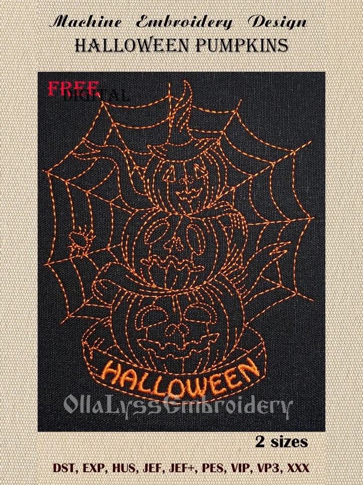 Halloween Pumpkins free embroidery design
