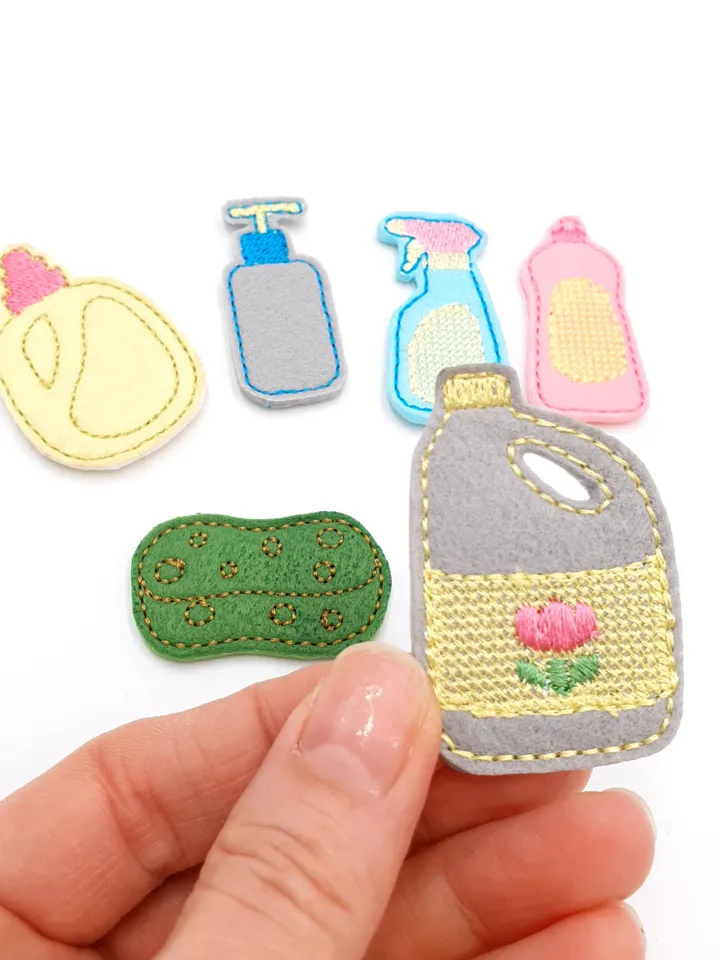 Dollhouse Hygiene Set ITH Embroidery Design Pattern, Miniature Felt Bottles Sponge, Bathroom Pretend Play Toy Digital File