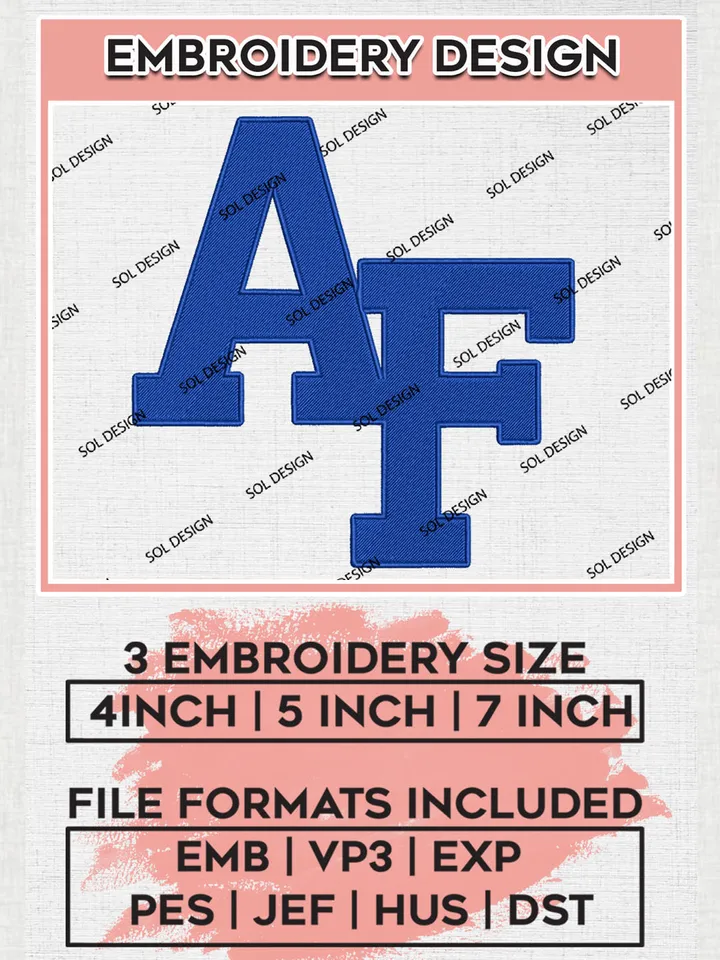 Air Force Falcons Logo Machine Embroidery Design, NCAA Air Force Falcons Embroidery Design Design files, NCAA Embroidery Designs, NCAA Machine Embroidery Designs, Digital Download
