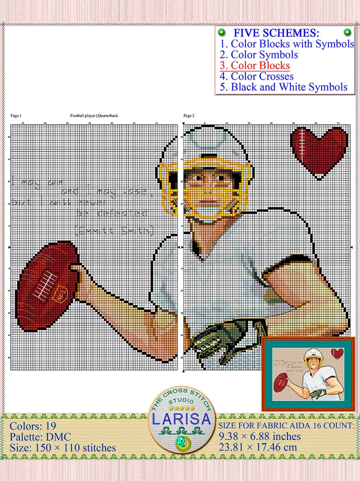 American Football Cross Stitch Pattern | Football Player