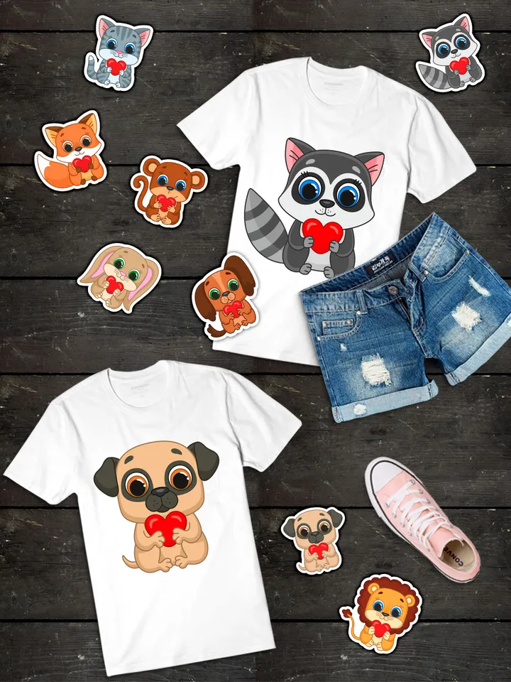 Vector set with cute cartoon animals