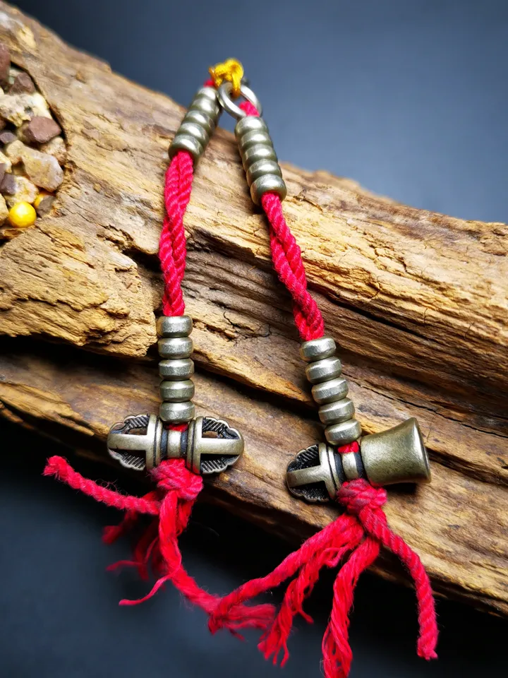 Gandhanra Handmade Tibetan Buddhist Mala Counters,Prayer Bead Counters,with Dorje and Vajra Pendant,Made of White Copper