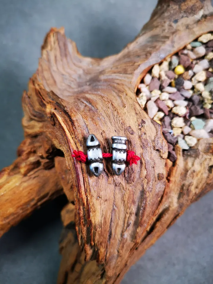 Gandhanra Handmade Tibetan Amulet Pendant,Mini Vajra and Dorje Bell, Mala Marker Bead Accessories, Made of Cold Iron