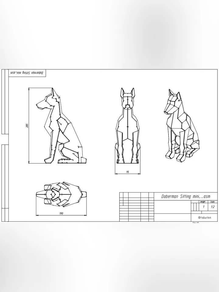 Welding Project Plans Drawings Mini Doberman (DXF, PDF)