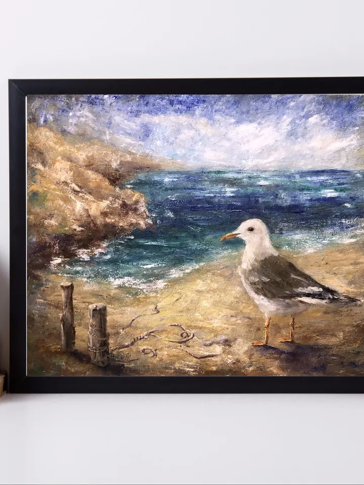 Seagull Painting Beach Oil Painting Seascape Painting Original Sea Painting Coastal Wall art