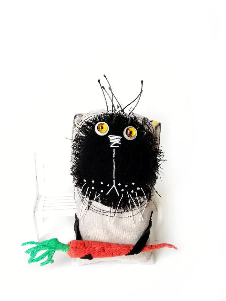 Handcrafted Quirky and Unique Fabric Art Bunnies: One-of-a-Kind Fun Delightful Interior Decor Toys with a Spooky Twist. FREE SHIPPING!