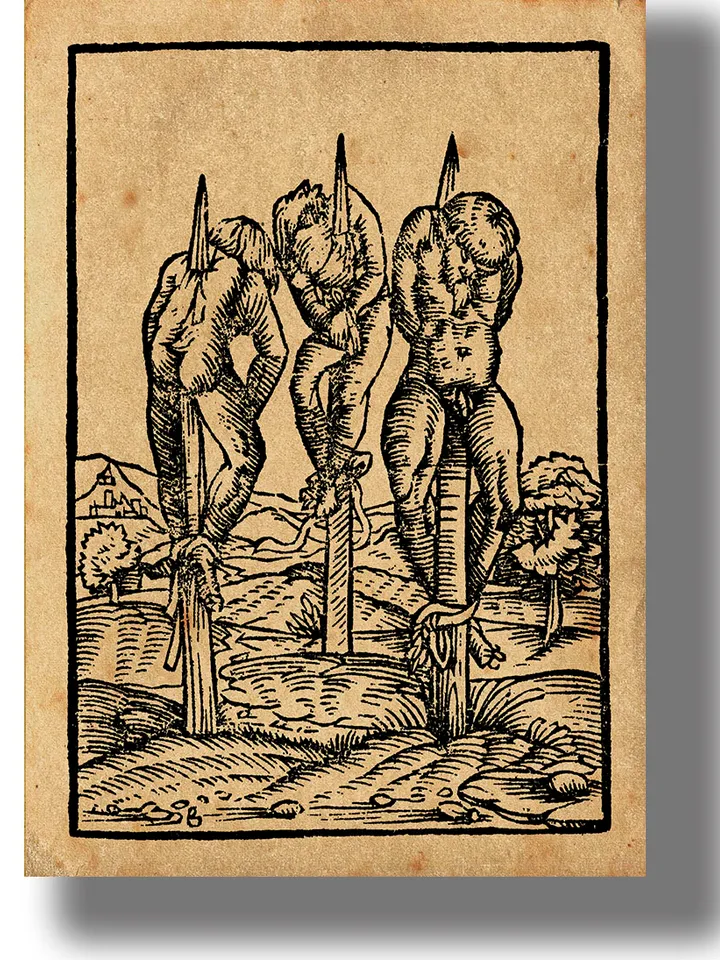 Medieval Torture Poster. Impalement Execution. Home decor in Horror style.