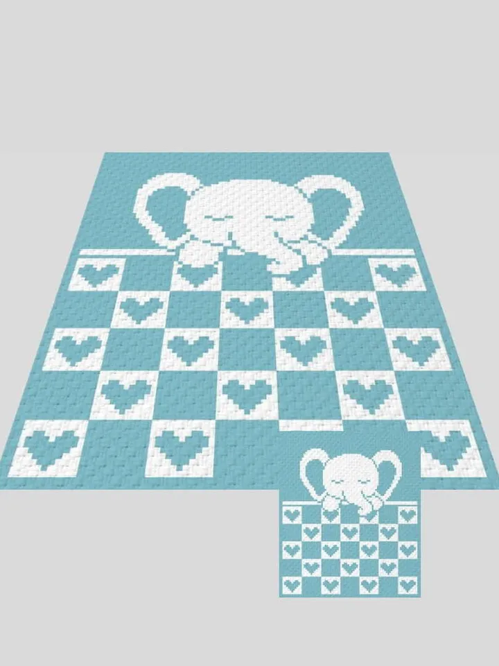 Crochet C2C Sleeping Elephant graphgan blanket pattern PDF
