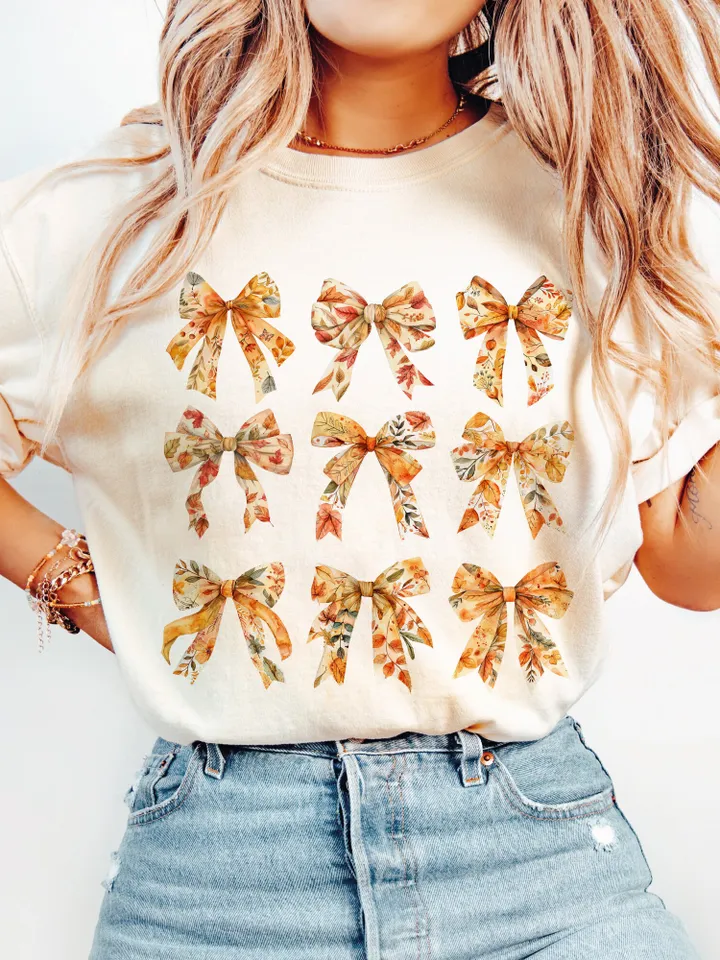 Retro Fall Pumpkin Bow Png, Fall Coquette Bow PNG, Fall Shirt Png, Autumn Pumpkin Png, Autumn Sublimation Design Fall PNG Fall Autumn Shirt