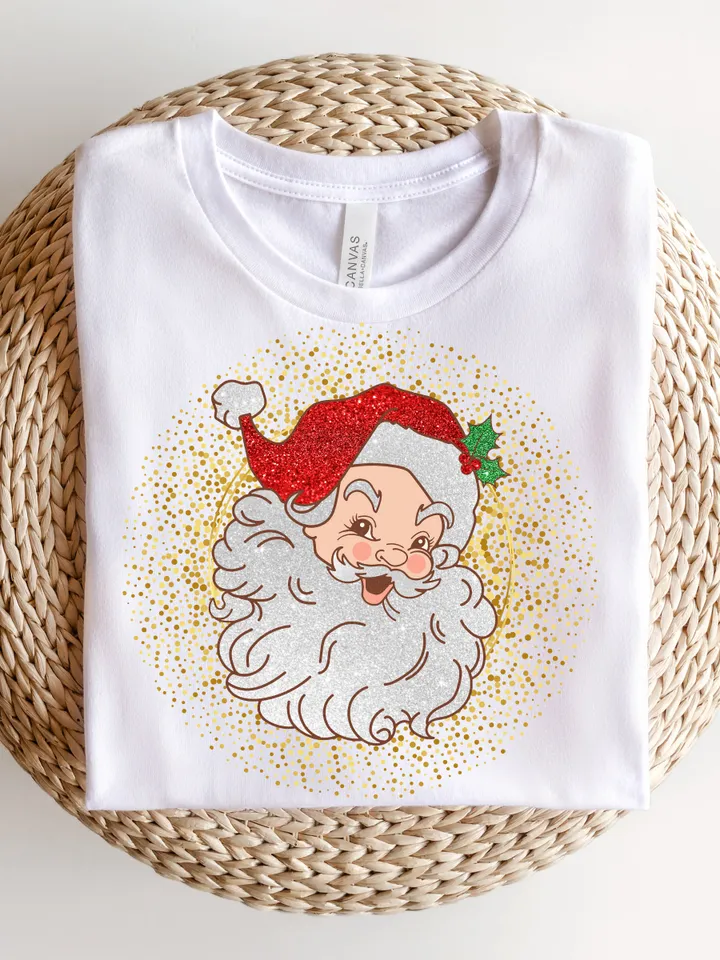 Santa PNG, Glitter Bling, Christmas, Holiday, Digital, Retro Christmas PNG, Vintage Santa Claus Png, Christmas Shirt, Merry Christmas png
