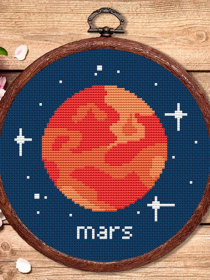Mars Cross Stitch Pattern, Planets Cross Stitch Pattern, Mars Pattern, Space Cross Stitch Pattern, Solar System Patterns #spc004