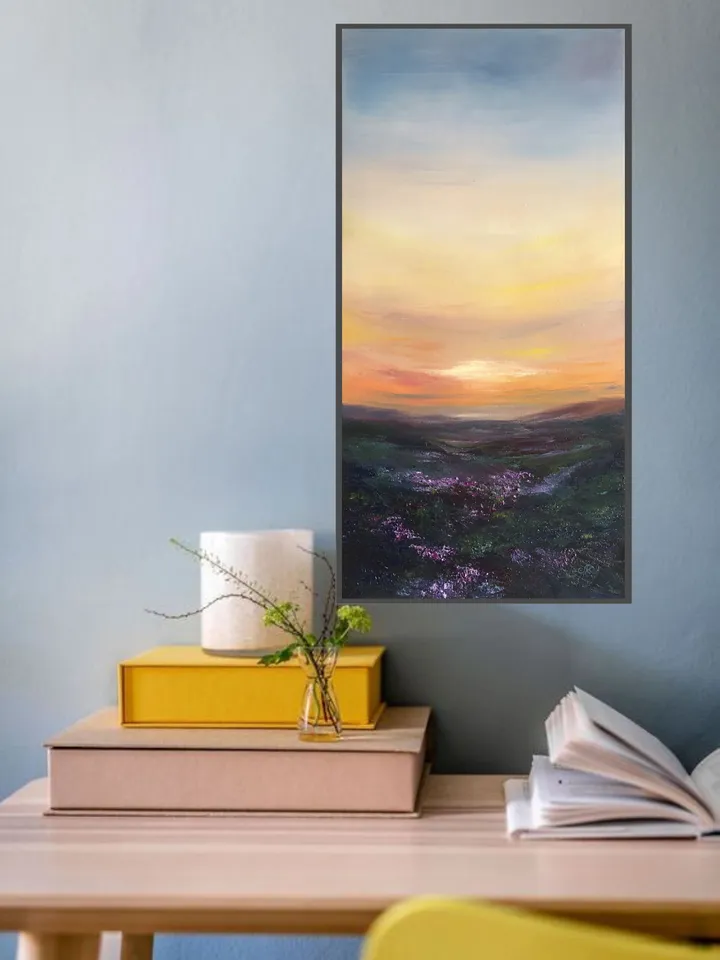 Abstract Painting Original Landscape Oil Painting Sunset Painting Meadow Painting