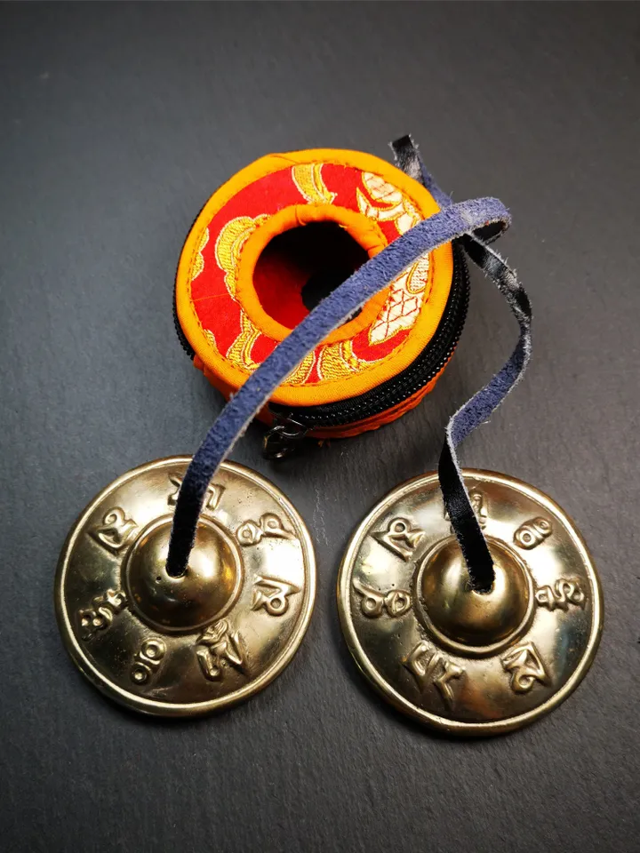 Gandhanra 2.7" Tibetan Cymbals,OM Mantra Tingsha Bell,Buddhism Ritual Implement,Handmade in Nepal