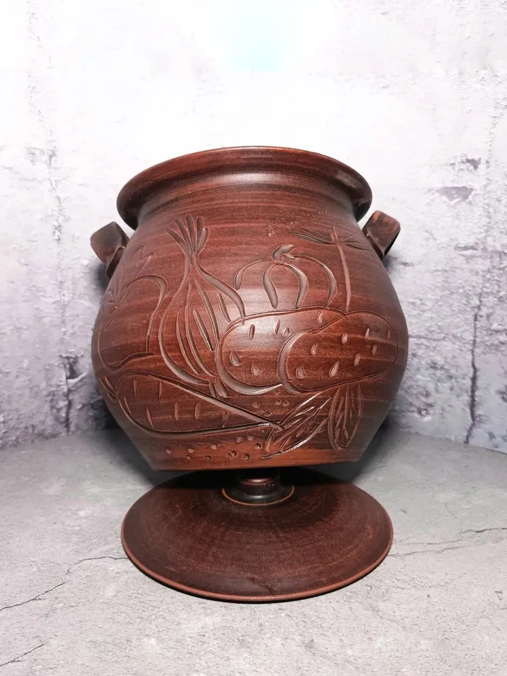 Pottery large casserole 185.97fl oz, Handmade clay casserole Cooking pot
