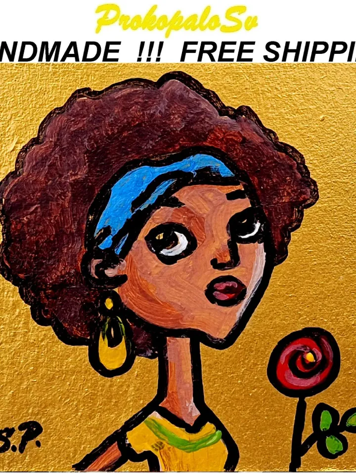 African Woman Face Artwork Abstract Portrait Original Art Diverse Woman Portrait Framed Oil Painting Woman Fine Art Gift by ArtProkopaloSv