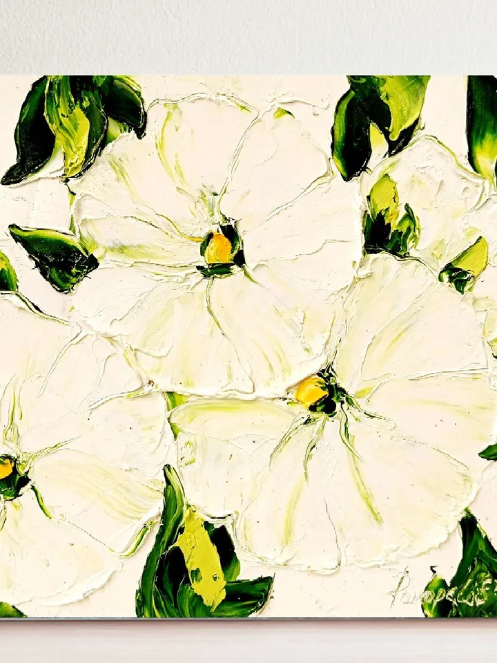 Delicate Flowers Art Original Art Flowers Painting Roses Artwork Impasto Painting Abstract Flowers Art 8 by 8" by ArtProkopaloSv