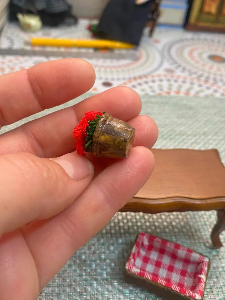 Flowers in a pot for a dollhouse. Flowers set. Dollhouse accessories. 1:12. Flowers for a doll.