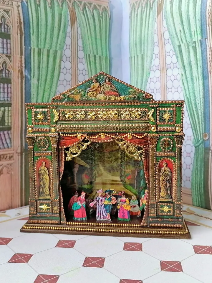 Puppet show. Miniature. Handmade. 1:6. Height 4.13 inches.
