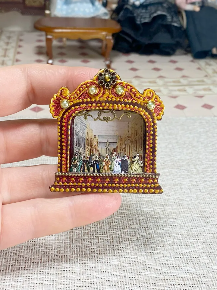 Puppet theater. 1:12. Theater for a dollhouse. Handmade. Vintage theater.