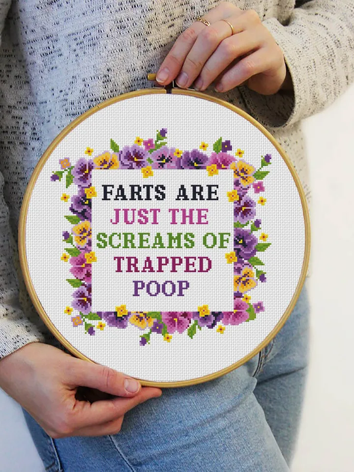Funny cross stitch pattern download PDF Modern cross stitch quote, Floral frame cross stitch chart, Flowers embroidery PDF Framed quote #Q20