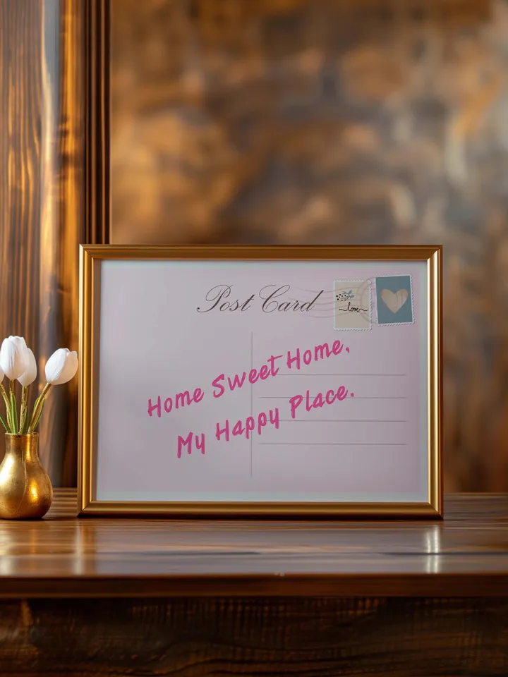 Home Sweet Home My Happy Place Vintage Post Card Poster Trendy Horizontal Print Apartment Wall Art Cute Girly Retro Wall Art Digital print