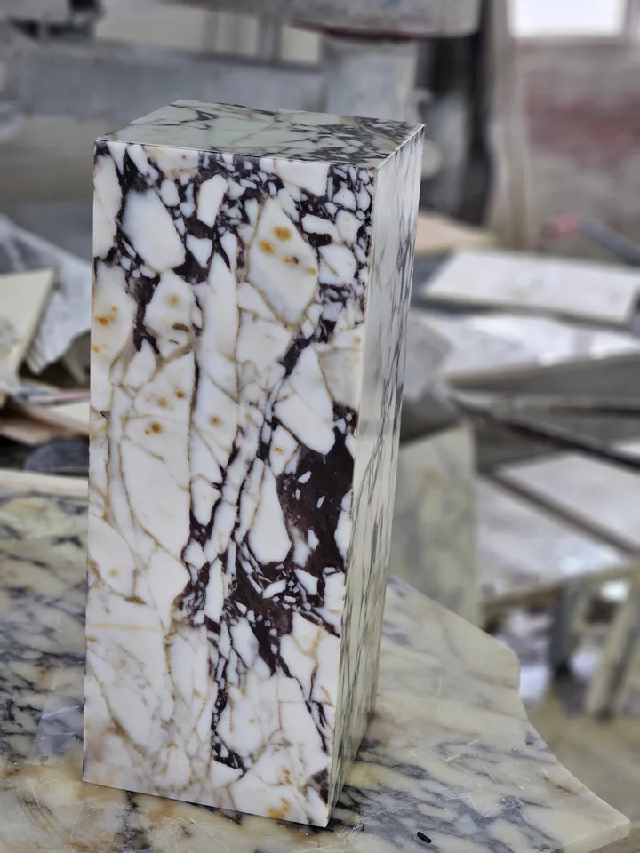 Calacatta Viola Marble side table,plinth italian marble 100% handmade, cube marble, calacatta plinth 1 PCS