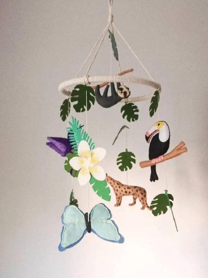 Tropical baby mobile, Nursery mobile animals, Crib hanging mobile,