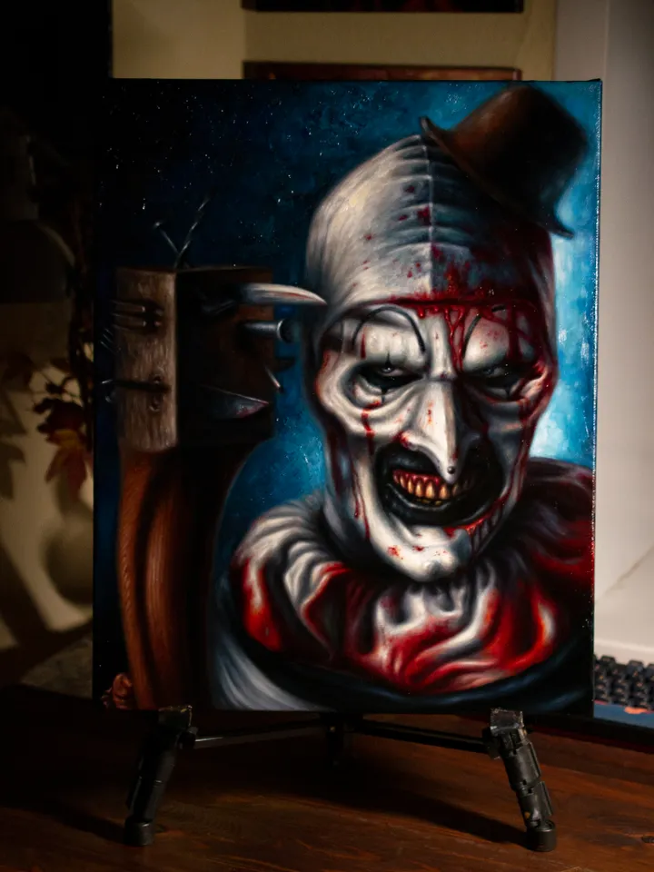 Original oil painting Terrifier Art the Clown
