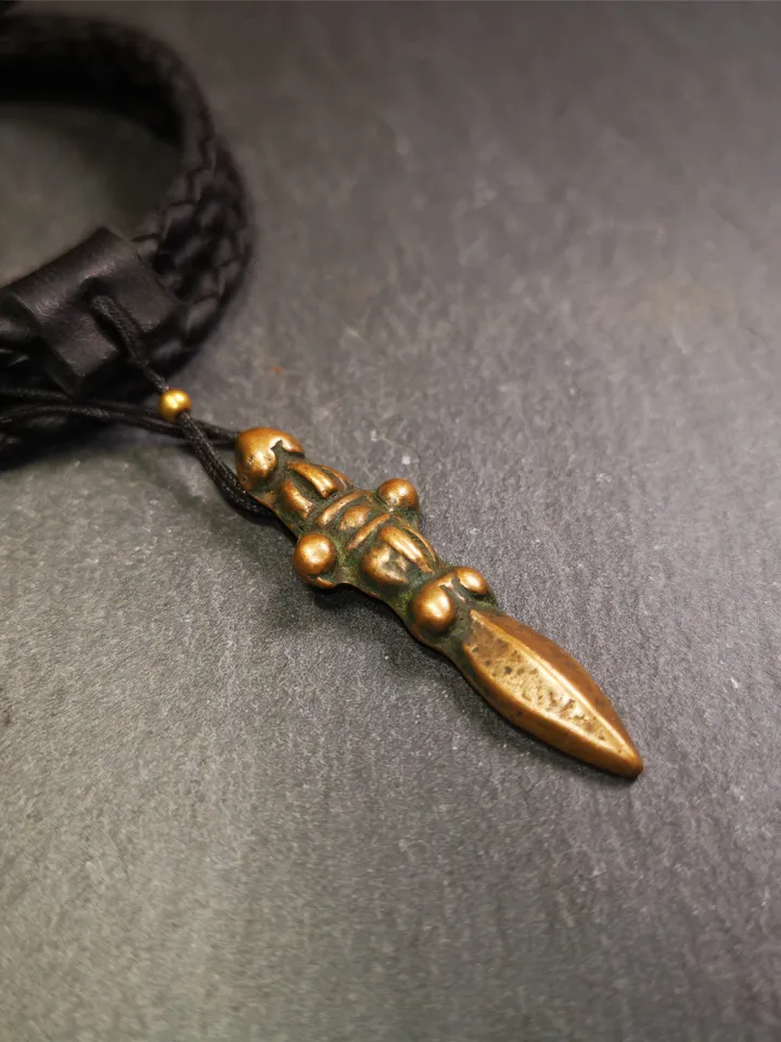 Gandhanra Vintage Tibetan Amulet ,Kila(Dorje Phurba) , Trantic Buddhism Ritual Implement Pendant,Made of Brass,1.7&quot;