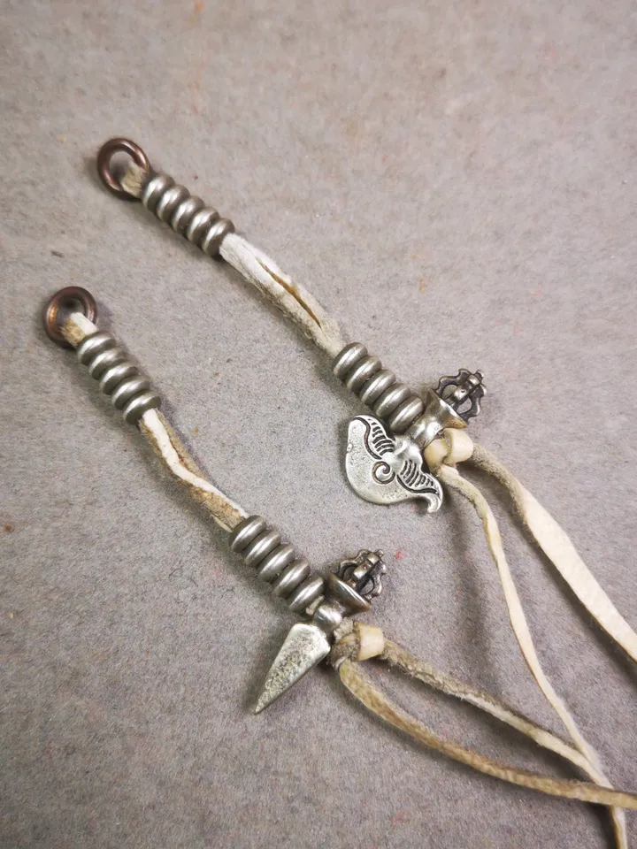 Gandhanra Handmade Tibetan Buddhist Mala Counters,Prayer Bead Counters,with Kartika and Kila Pendant,Made of White Copper