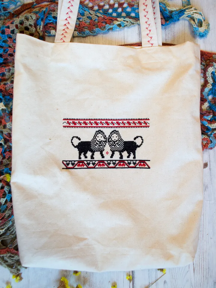 Bag tout shopper hand embroidery traditional ornament