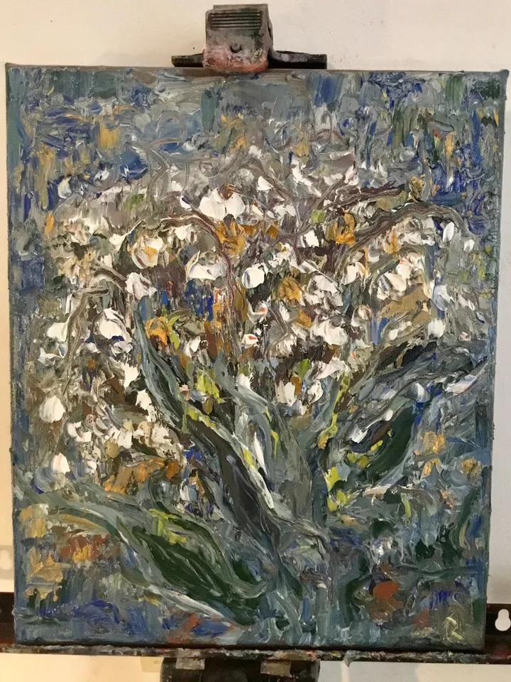 Abstract lillies of the valley,original oil impasto style painting on canvas,abstract flowers painting,unique gift,home decoration.