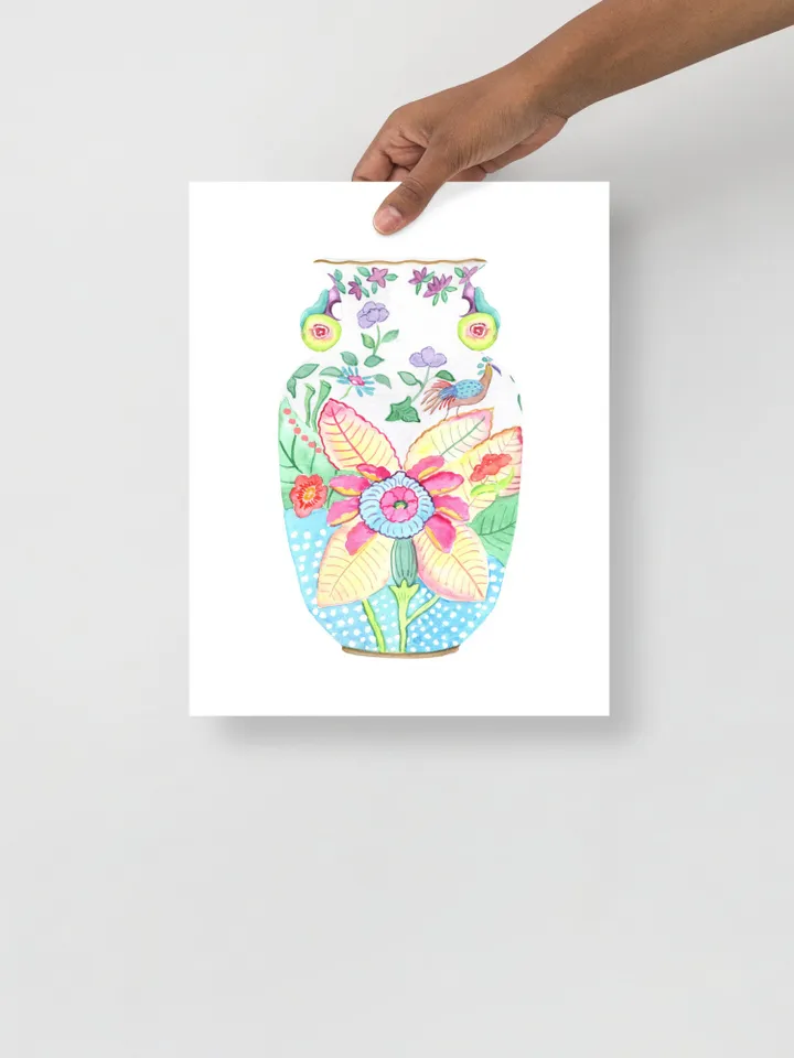 Chinoiserie Vase Art Watercolor Painting Chinoiserie Chic Asian Art Print Ginger Jar Art Vintage Chinoiserie Wall Art Print Floral Decor Art