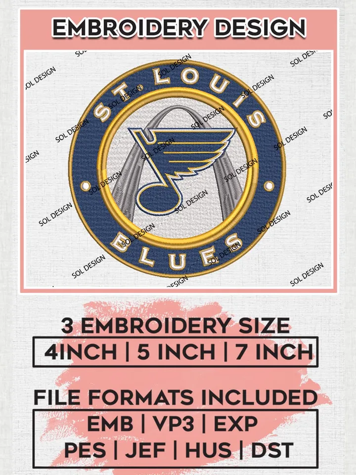 St. Louis Blues Round Logo Embroidery Designs, NHL St. Louis Blues Team Logo Embroidery, NHL Blues Embroidery Designs, NHL Machine Embroidery Designs, Machine embroidery Files, Digital Download