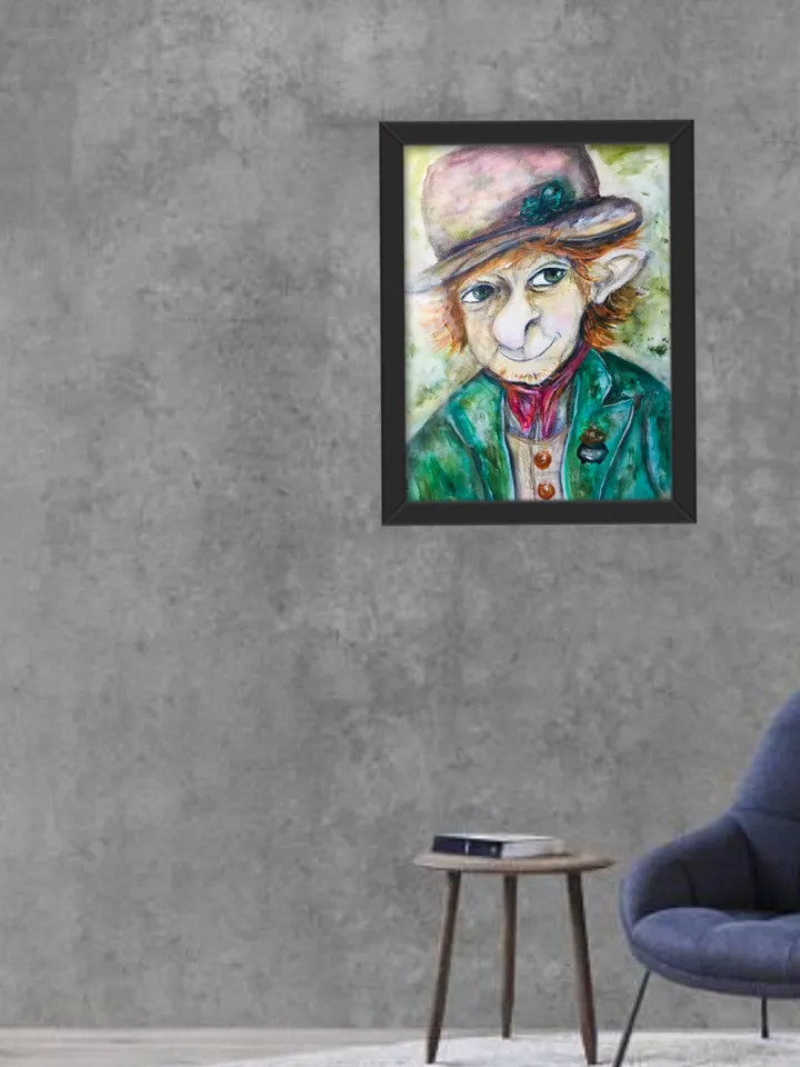 Funny Leprechaun with a pot of gold painting,good luck painting,original watercolour painting wall art,humorous painting,funny portraits.