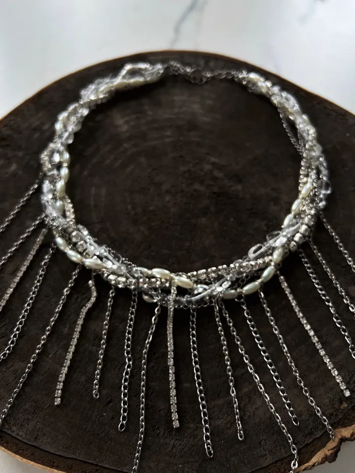 Chain necklace,layered necklace, grunge necklace, chain choker, Silver Choker, Layer Link necklace, Multi Strand necklace