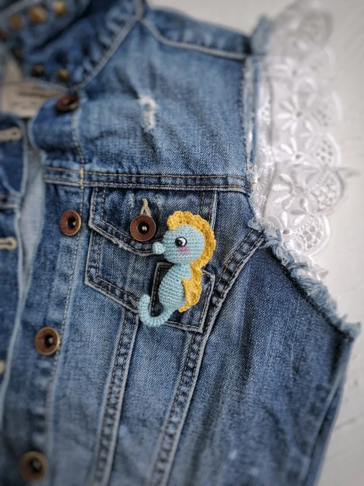 PDF Crochet Sea Brooches SET Pattern: Axolotl Seahorse Jellyfish Crochet Animal Pattern Small Crochet Pattern Brooch Amigurumi Easy Pattern