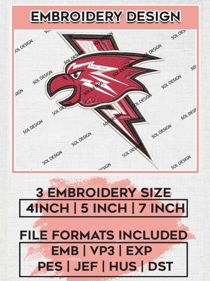 St. John's Red Storm Team Head Mascot Logo Embroidery Design Files, NCAA St Johns Red Storm Machine Embroidery, NCAA Teams, 3 sizes, NCAA Machine embroidery designs, Digital Download