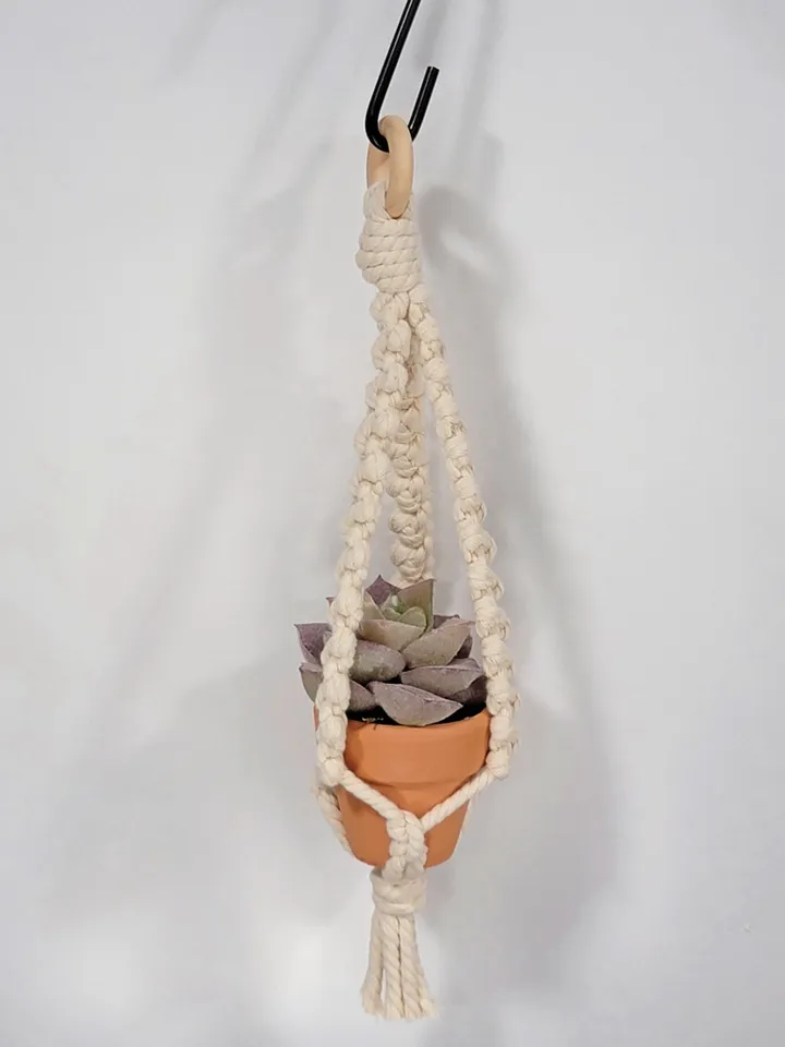 Succulent Macrame Car Charm - Boho Rearview Mirror Plant Hanger Cute Car Accessory Cute Mini Car Decoration Gift