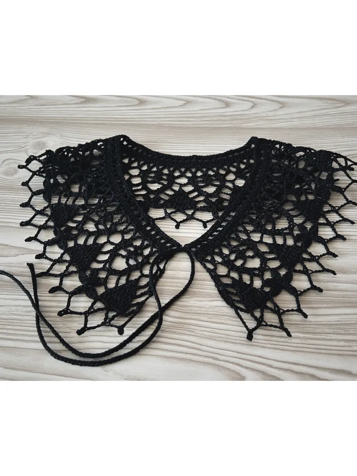 Black handmade lace collar