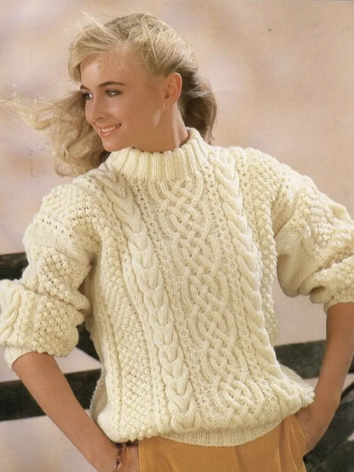 Aran sweater, knitting aran sweater, cropped sweater pattern