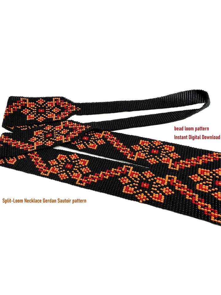 Bead loom patterns, Gerdan-Split-Loom Necklace, Beaded Sautoirs, Beading Loom only Pattern, Instant Download, PDF
